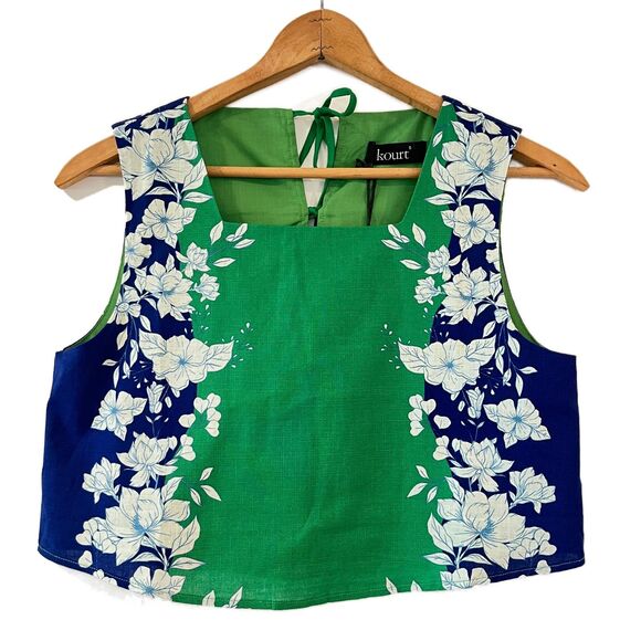 Kourt Willow 2-Piece Pant Set Crop Top Wide Leg Crop Pant Small Blue Green - Picture 9 of 12